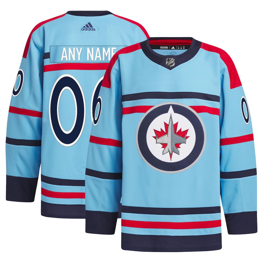 Men Winnipeg Jets adidas Light Blue Anniversary Primegreen Authentic Custom NHL Jersey